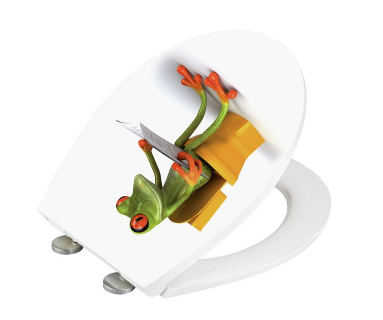 Produktbild: Premium WC-Sitz Hochglanz Acryl Mod. Frog News, aus antibakteriellem Duroplast