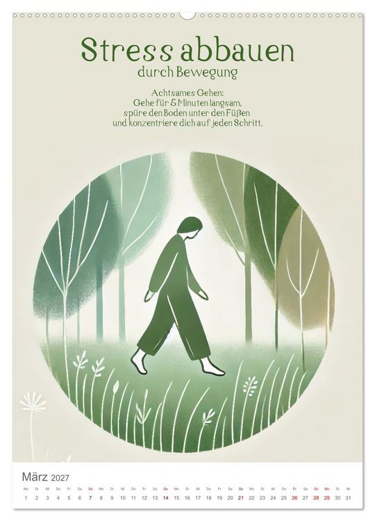 Produktbild: Dein Anti-Stress Kalender - Monatliche Inspirationen f&uuml;r mehr Entspannung (hochwertiger Premium Wandkalender 2027 DIN A2 hoch), Kunstdruck in Hochglanz