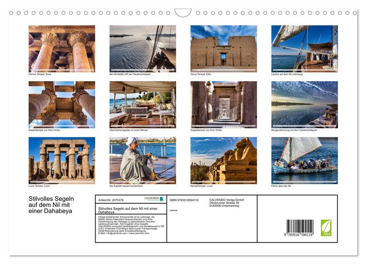 Produktbild: Stilvolles Segeln auf dem Nil mit einer Dahabeya (Wandkalender 2026 DIN A3 quer), CALVENDO Monatskalender