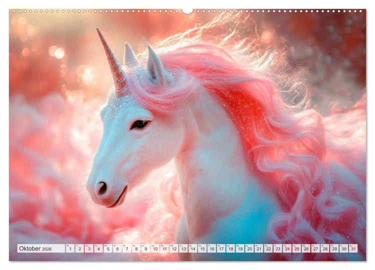Produktbild: EINHORNZAUBER Traumhafte Glitzerwelt (Wandkalender 2026 DIN A2 quer), CALVENDO Monatskalender