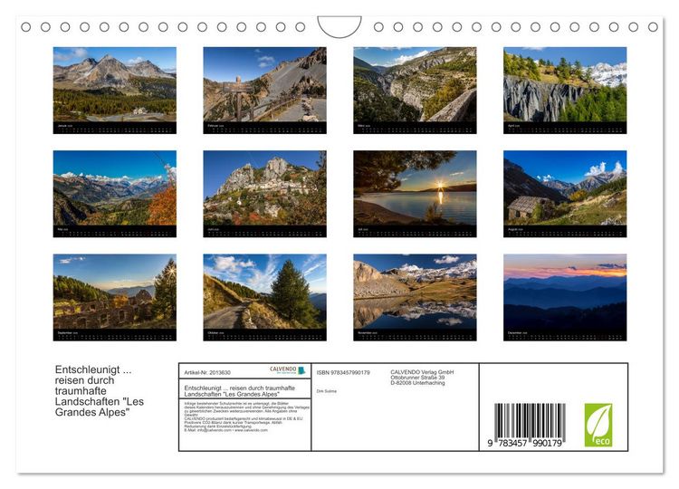 Produktbild: Entschleunigt ... reisen durch traumhafte Landschaften "Les Grandes Alpes" (Wandkalender 2026 DIN A4 quer), CALVENDO Monatskalender