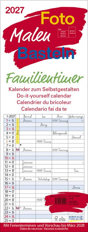 Produktbild: Foto-Malen-Basteln Familientimer 2027