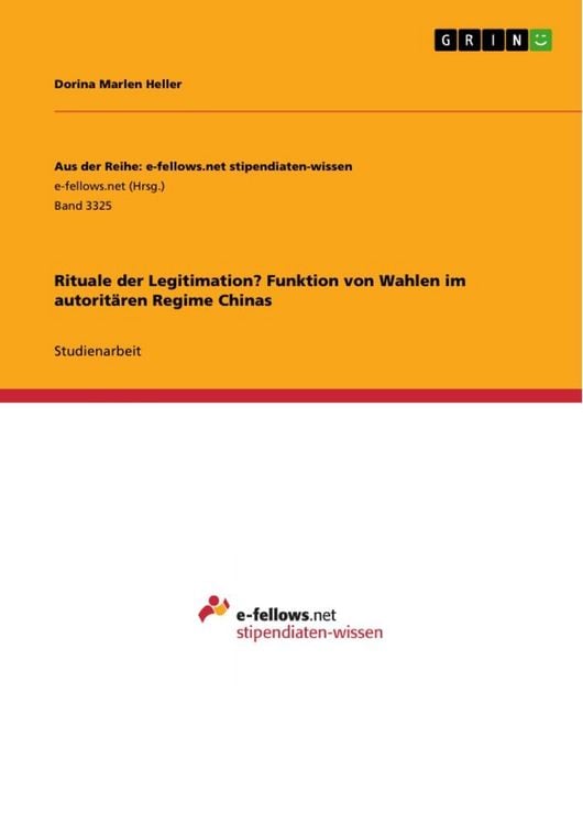 Produktbild: Rituale der Legitimation? Funktion von Wahlen im autorit&auml;ren Regime Chinas