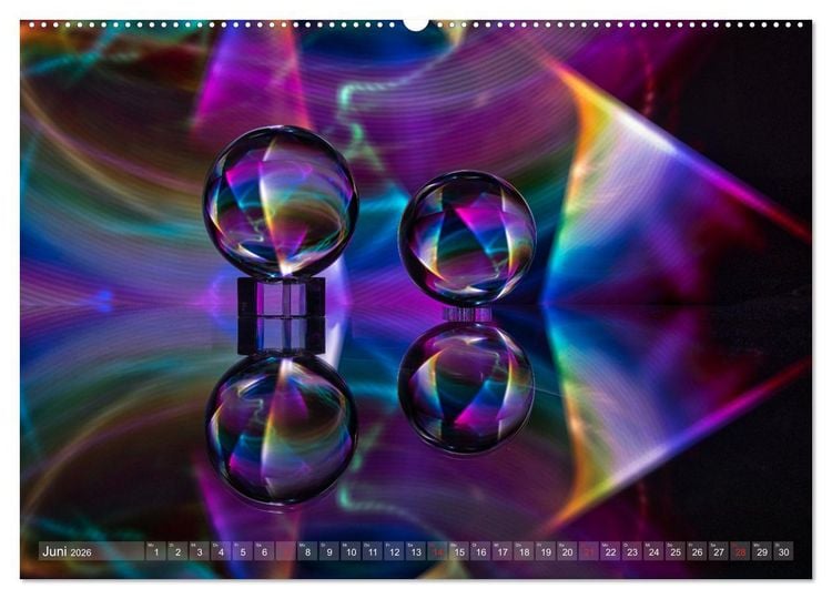 Produktbild: Glaskugeln im Licht - faszinierende Lightpaintings (hochwertiger Premium Wandkalender 2026 DIN A2 quer), Kunstdruck in Hochglanz