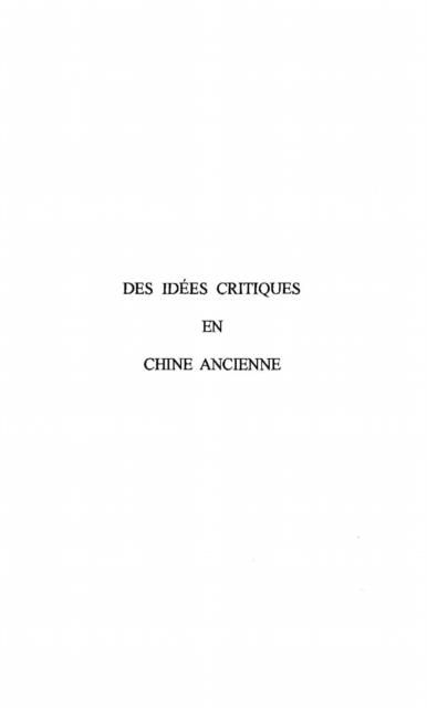 Produktbild: Idees (des) Critiques En Chine Ancienne