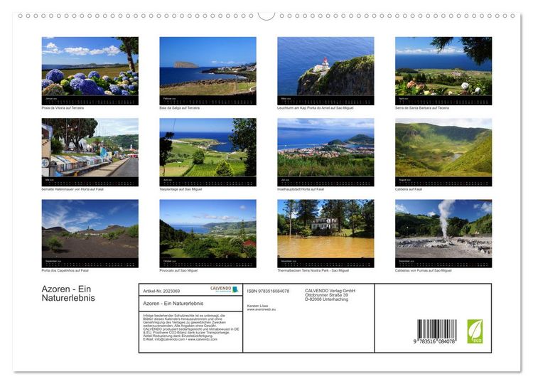 Produktbild: Azoren - Ein Naturerlebnis (hochwertiger Premium Wandkalender 2026 DIN A2 quer), Kunstdruck in Hochglanz