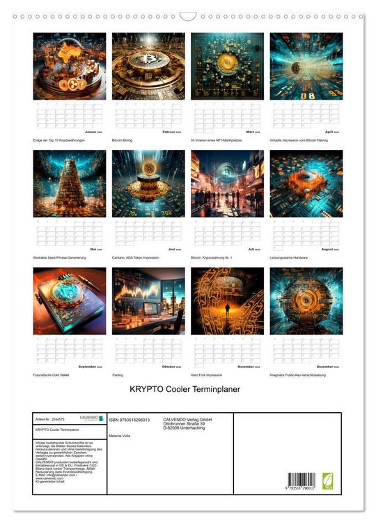 Produktbild: KRYPTO Cooler Terminplaner (Wandkalender 2026 DIN A2 hoch), CALVENDO Monatskalender