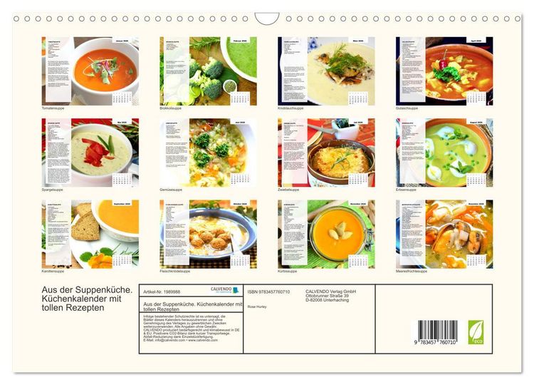 Produktbild: Aus der Suppenk&uuml;che. K&uuml;chenkalender mit tollen Rezepten (Wandkalender 2026 DIN A3 quer), CALVENDO Monatskalender