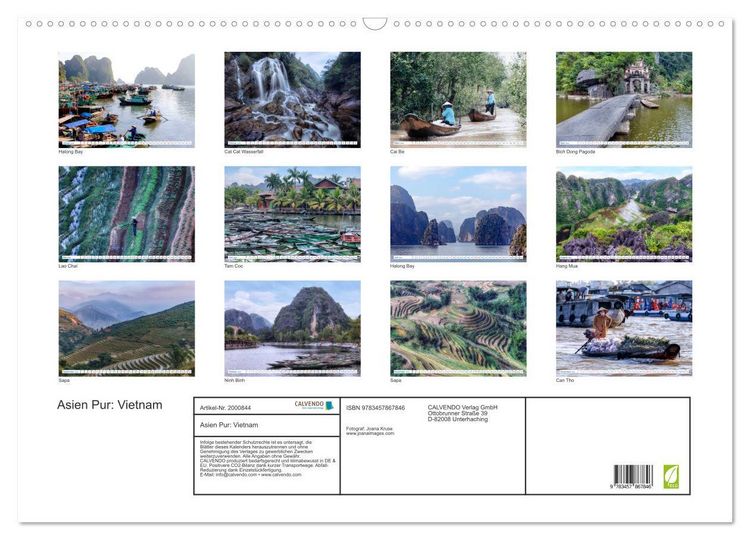 Produktbild: Asien Pur: Vietnam (Wandkalender 2026 DIN A2 quer), CALVENDO Monatskalender
