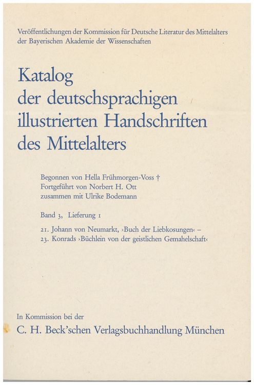 Produktbild: Katalog der deutschsprachigen illustrierten Handschriften des Mittelalters Band 3, Lfg. 1: 21-23