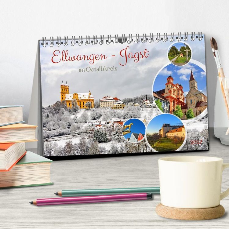 Produktbild: Ellwangen - Jagst im Ostalbkreis (Tischkalender 2027 DIN A5 quer), CALVENDO Monatskalender