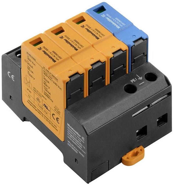Produktbild: Weidm&uuml;ller 2591080000 VPU AC II 3+1 300/50&Uuml;berspannungsableiter 50 kA 1 St. - Ge
