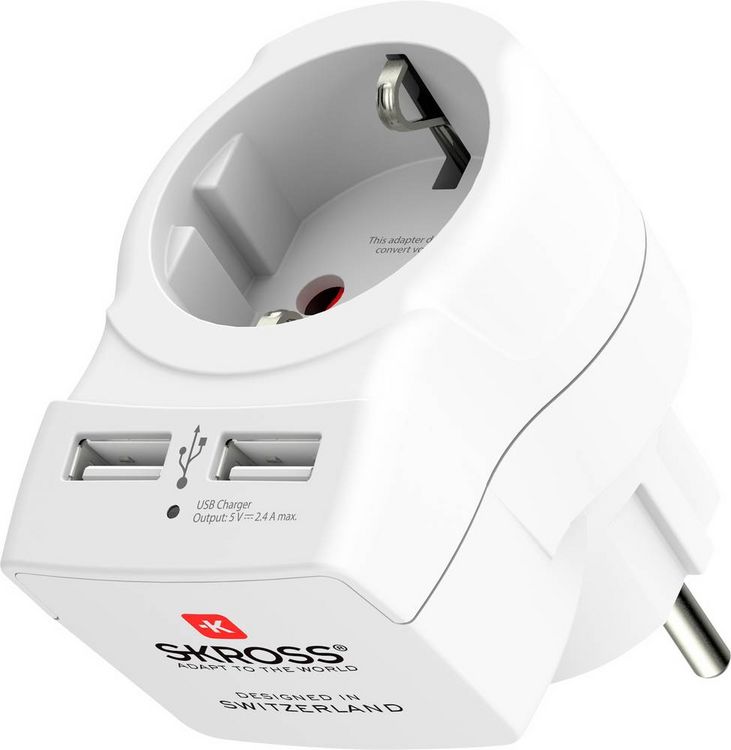 Produktbild: Skross 1500282 Zwischensteckdose mit USB Wei&szlig;