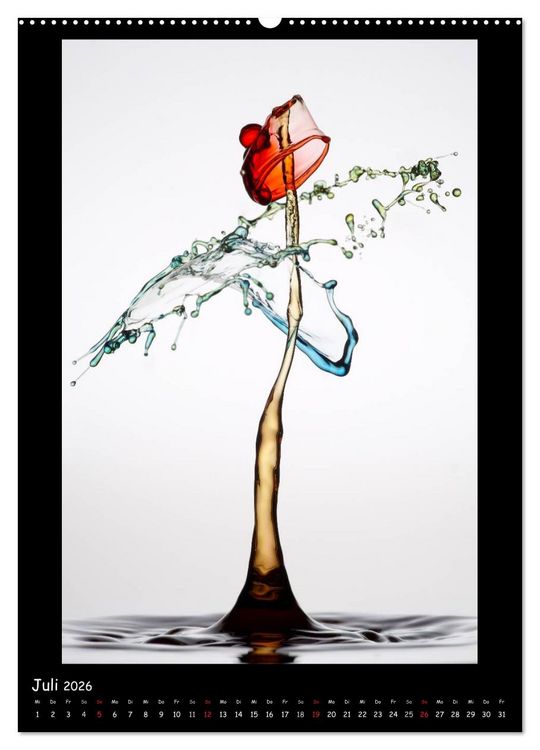 Produktbild: Au&szlig;ergew&ouml;hnliche Kunst - Wasser Tropfenfotografie (Wandkalender 2026 DIN A2 hoch), CALVENDO Monatskalender