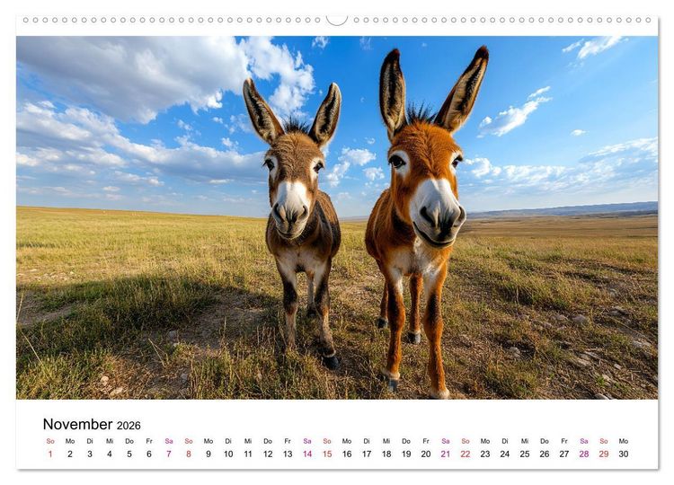 Produktbild: Esel - neugierige Typen (Wandkalender 2026 DIN A2 quer), CALVENDO Monatskalender
