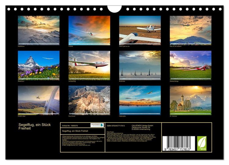 Produktbild: Segelflug, ein St&uuml;ck Freiheit (Wandkalender 2026 DIN A4 quer), CALVENDO Monatskalender
