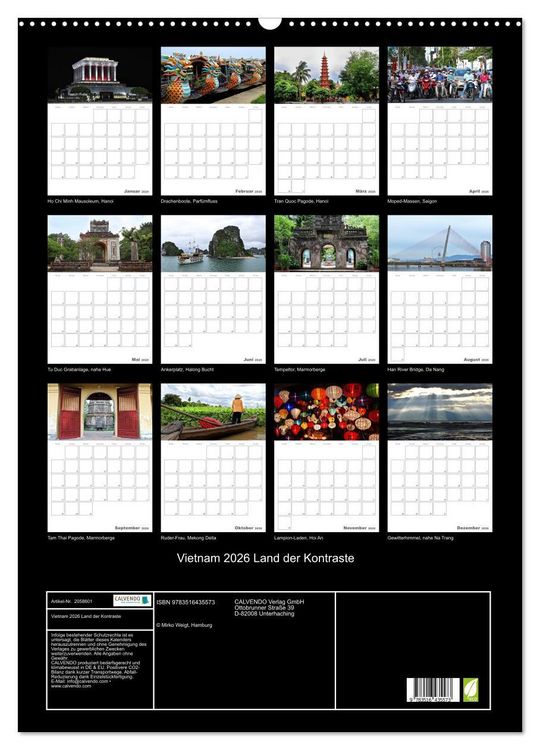 Produktbild: Vietnam 2026 Land der Kontraste (Wandkalender 2026 DIN A2 hoch), CALVENDO Monatskalender