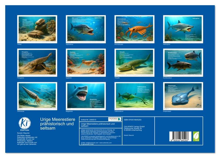 Produktbild: Urige Meerestiere pr&auml;historisch und seltsam (Wandkalender 2026 DIN A3 quer), CALVENDO Monatskalender