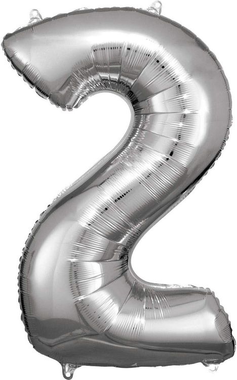 Produktbild: Amscan Folienballon Zahl 2 silber 50x88cm