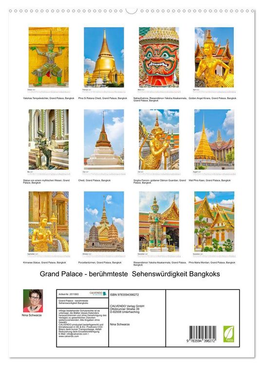 Produktbild: Grand Palace - ber&uuml;hmteste Sehensw&uuml;rdigkeit Bangkoks (hochwertiger Premium Wandkalender 2027 DIN A2 hoch), Kunstdruck in Hochglanz