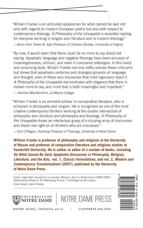 Produktbild: A Philosophy of the Unsayable