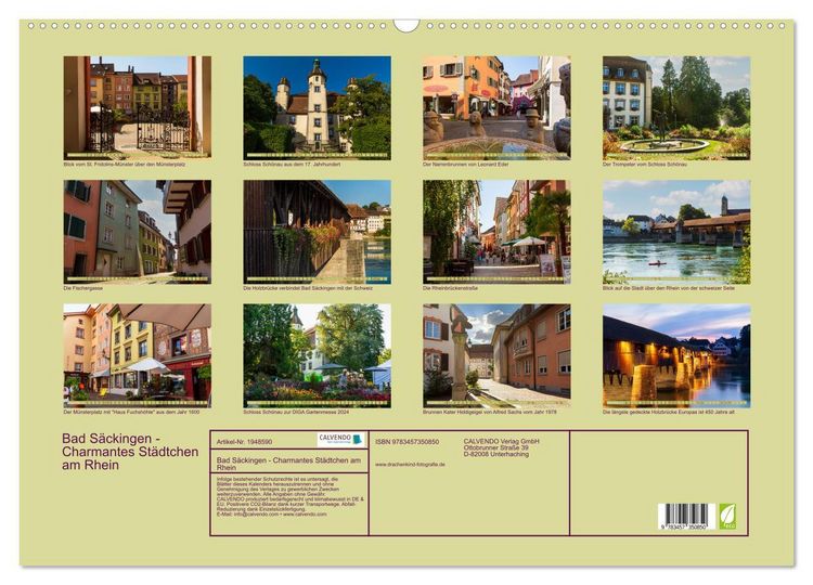 Produktbild: Bad S&auml;ckingen - Charmantes St&auml;dtchen am Rhein (Wandkalender 2026 DIN A2 quer), CALVENDO Monatskalender