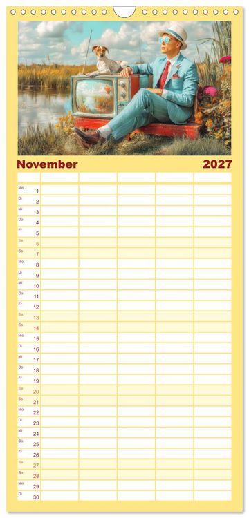 Produktbild: Familienplaner 2027 - Dandy und Retro Vintage - Portraits mit Humor mit 5 Spalten (Wandkalender, 21 x 45 cm) CALVENDO