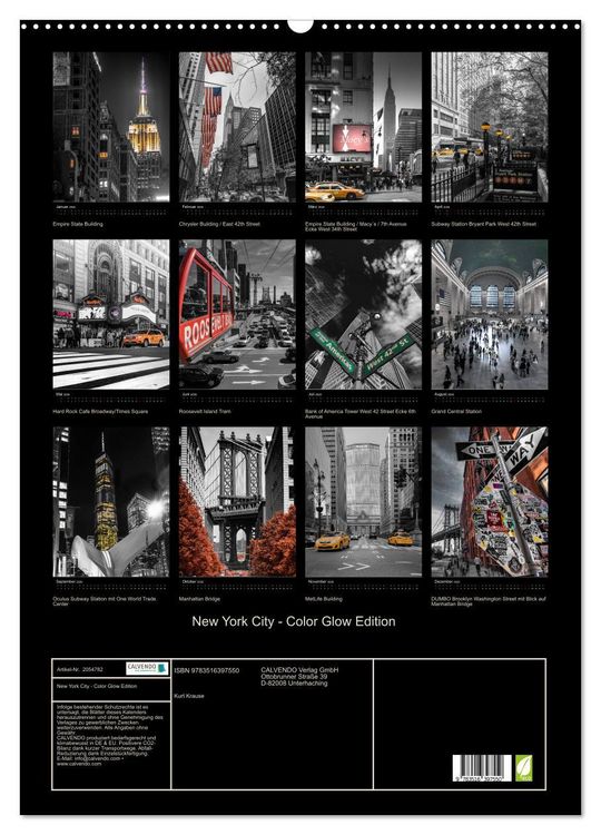 Produktbild: New York City - Color Glow Edition (Wandkalender 2026 DIN A2 hoch), CALVENDO Monatskalender