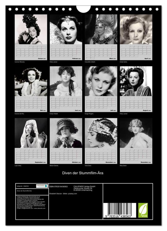 Produktbild: Diven der Stummfilm-&Auml;ra (Wandkalender 2026 DIN A4 hoch), CALVENDO Monatskalender