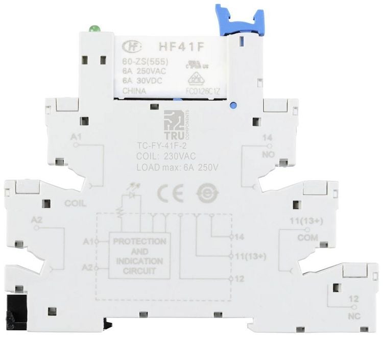 Produktbild: TRU COMPONENTS TC-FY-41F-2 230V Industrierelais Nennspannung: 230 V/AC Schaltstrom (max.): 6 A 1 &Ouml;ffner, 1 Schlie&szlig;er 1 St.