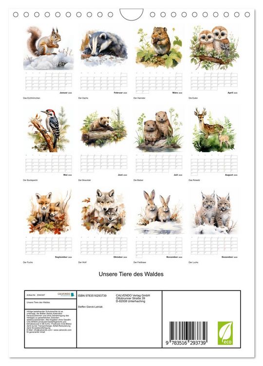 Produktbild: Unsere Tiere des Waldes (Wandkalender 2026 DIN A4 hoch), CALVENDO Monatskalender