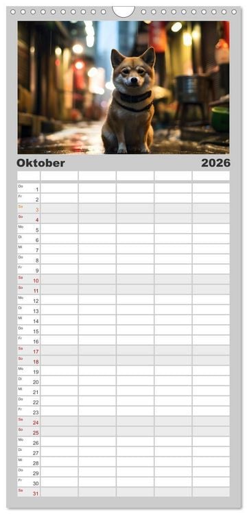Produktbild: Familienplaner 2026 - Shiba Inu - Stolz und Anmut mit 5 Spalten (Wandkalender, 21 x 45 cm) CALVENDO