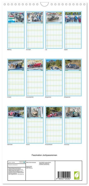 Produktbild: Familienplaner 2026 - Faszination Jochpassrennen mit 5 Spalten (Wandkalender, 21 x 45 cm) CALVENDO