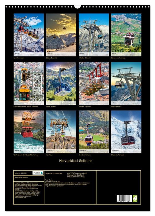 Produktbild: Nervenkitzel Seilbahn (Wandkalender 2026 DIN A2 hoch), CALVENDO Monatskalender