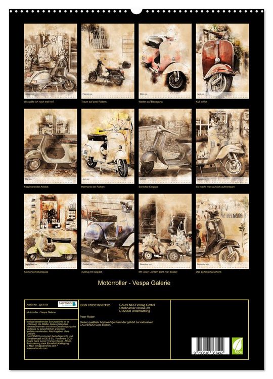 Produktbild: Motorroller - Vespa Galerie (hochwertiger Premium Wandkalender 2026 DIN A2 hoch), Kunstdruck in Hochglanz