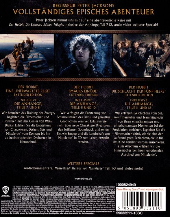 Produktbild: Der Hobbit: Die Spielfilm Trilogie Extended Edition [9 BRs]