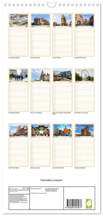 Produktbild: Familienplaner 2027 - Faszination Liverpool mit 5 Spalten (Wandkalender, 21 x 45 cm) CALVENDO