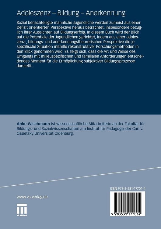 Produktbild: Adoleszenz - Bildung - Anerkennung