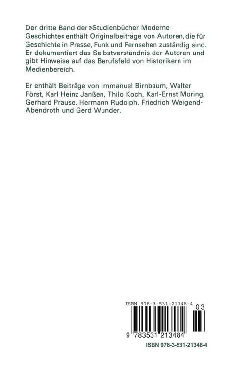 Produktbild: Gesellschaft und Geschichte I: Geschichte in Presse, Funk und Fernsehen