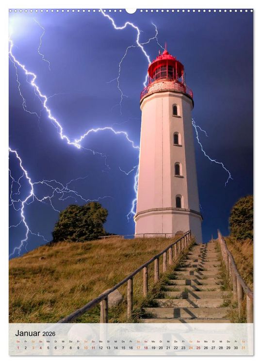 Produktbild: Leuchtt&uuml;rme im Gewitter (Wandkalender 2026 DIN A2 hoch), CALVENDO Monatskalender