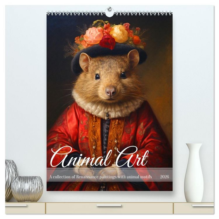 Produktbild: Animal Art - A collection of Renaissance paintings with animal motifs (High Quality Premium Wall Calendar 2026 DIN A2 portrait),CALVENDO 12 Month Wall Calendar