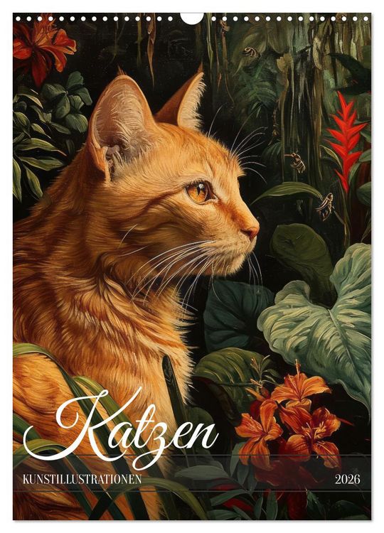 Produktbild: Katzen Kunstillustrationen (Wandkalender 2026 DIN A3 hoch), CALVENDO Monatskalender