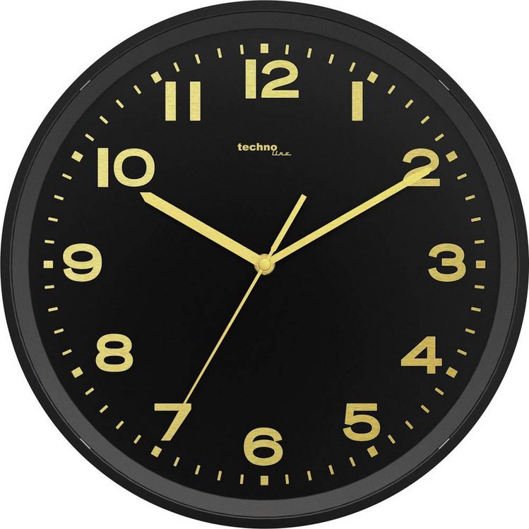 Produktbild: Techno Line WT 8500-1 gold Funk Wanduhr 30cm x 41mm Schwarz