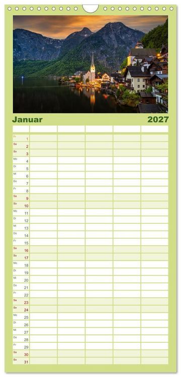 Produktbild: Familienplaner 2027 - Traumziel Hallstatt in &Ouml;sterreich mit 5 Spalten (Wandkalender, 21 x 45 cm) CALVENDO