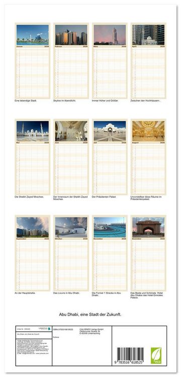 Produktbild: Familienplaner 2026 - Abu Dhabi, eine Stadt der Zukunft. mit 5 Spalten (Wandkalender, 21 x 45 cm) CALVENDO