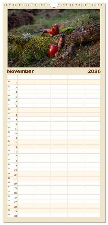 Produktbild: Familienplaner 2026 - Tabakpfeifenkunst mit 5 Spalten (Wandkalender, 21 x 45 cm) CALVENDO