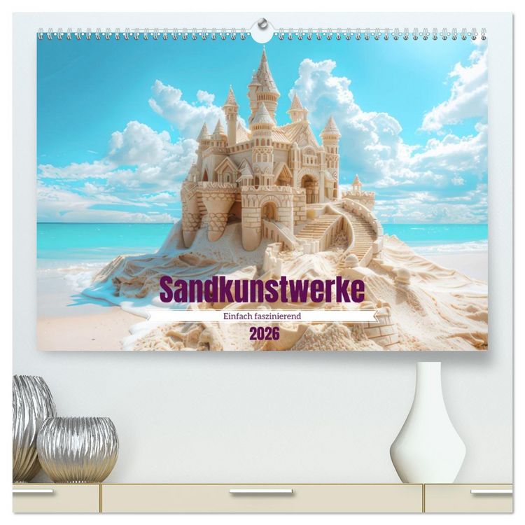 Produktbild: Sandkunstwerke - Einfach faszinierend (hochwertiger Premium Wandkalender 2026 DIN A2 quer), Kunstdruck in Hochglanz
