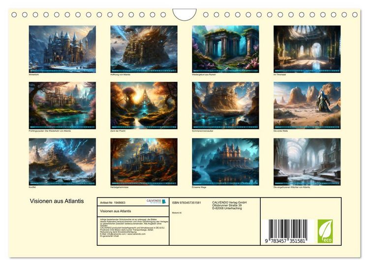 Produktbild: Visionen aus Atlantis (Wandkalender 2026 DIN A4 quer), CALVENDO Monatskalender