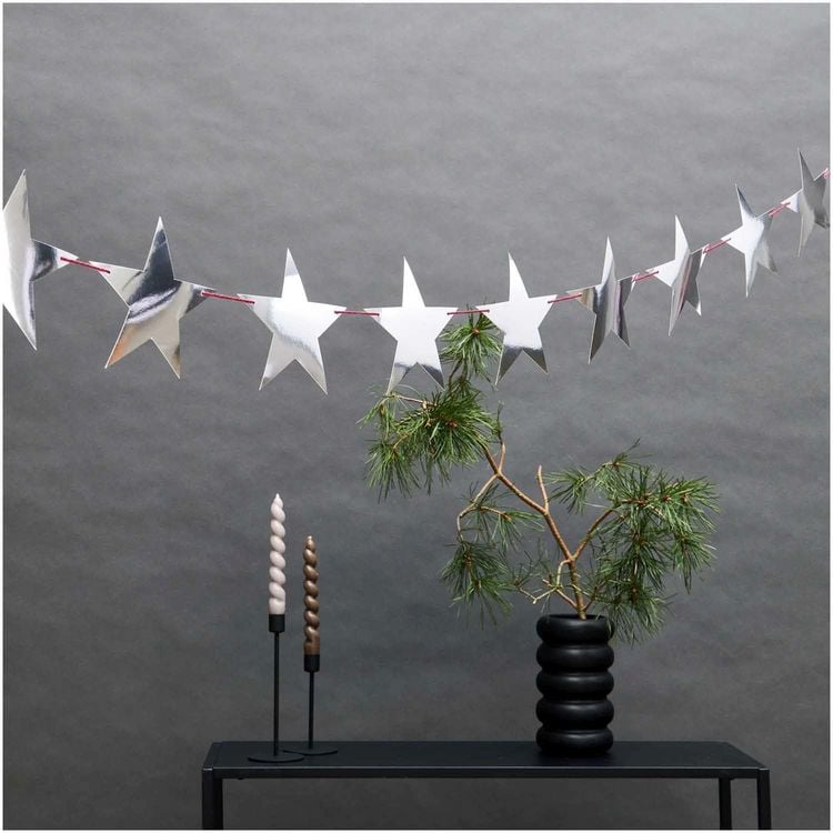 Produktbild: Girlande Sterne, silber MIX, 3 Meter
