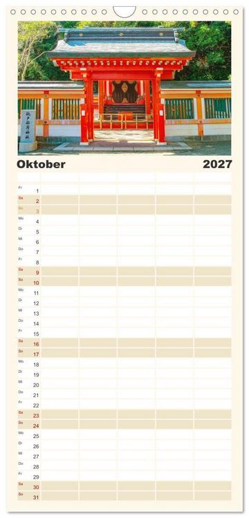 Produktbild: Familienplaner 2027 - Japanische Tempel und Schreine mit 5 Spalten (Wandkalender, 21 x 45 cm) CALVENDO